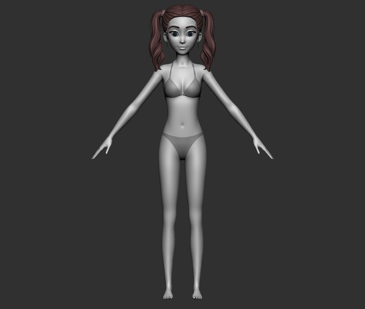 Male and female cartoon with hair stylized basemesh  Low-poly 3D model_21