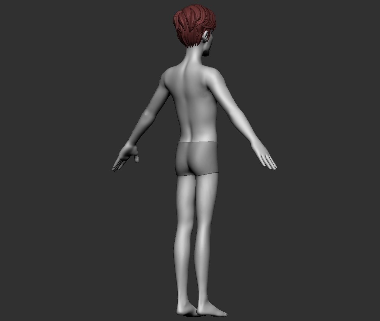 Male and female cartoon with hair stylized basemesh  Low-poly 3D model_17