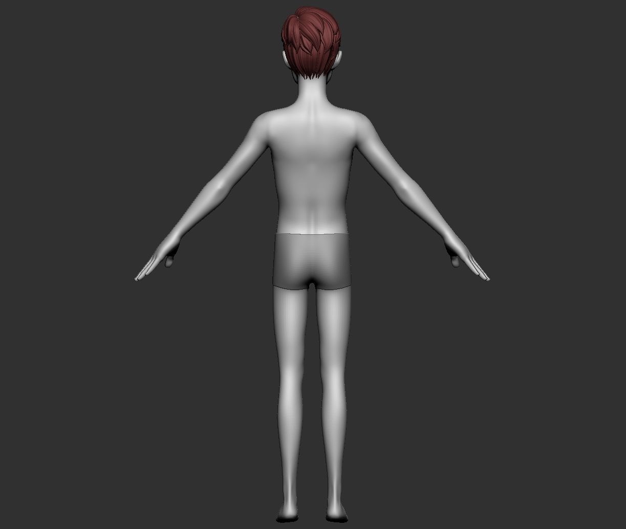 Male and female cartoon with hair stylized basemesh  Low-poly 3D model_20