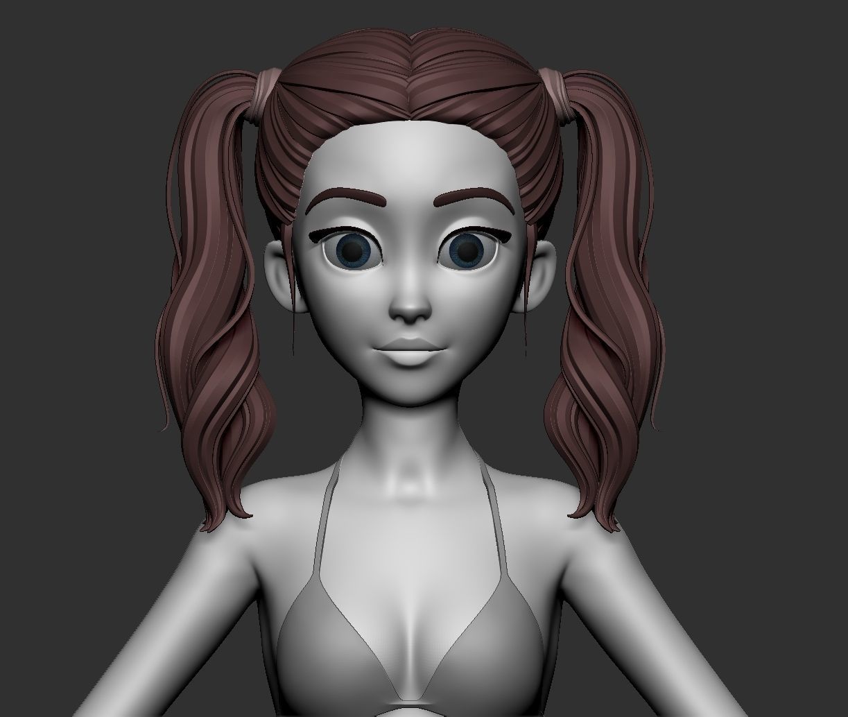 Male and female cartoon with hair stylized basemesh  Low-poly 3D model_7