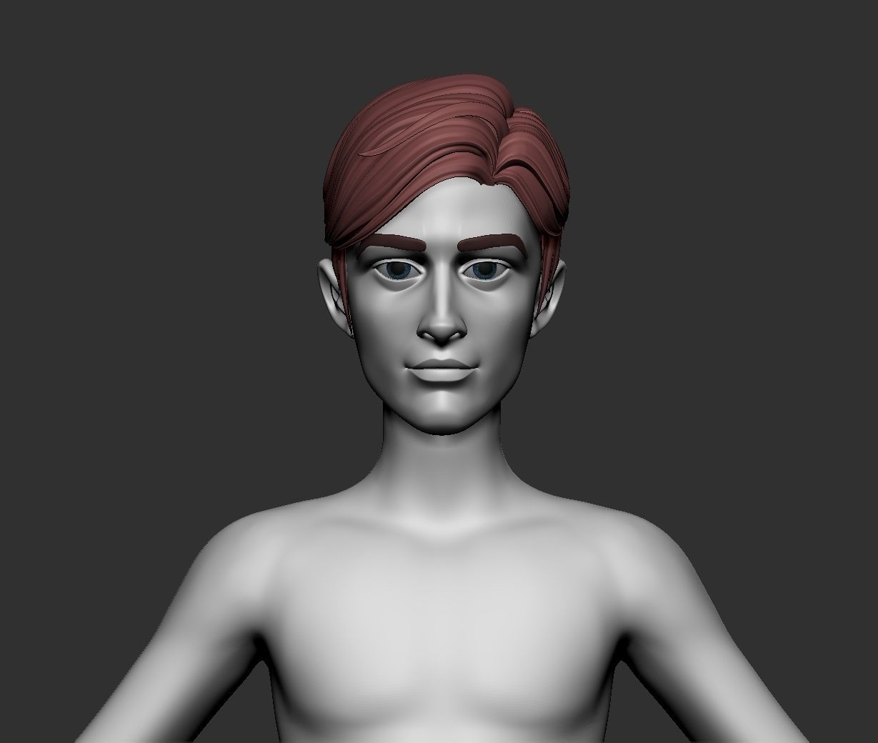 Male and female cartoon with hair stylized basemesh  Low-poly 3D model_1
