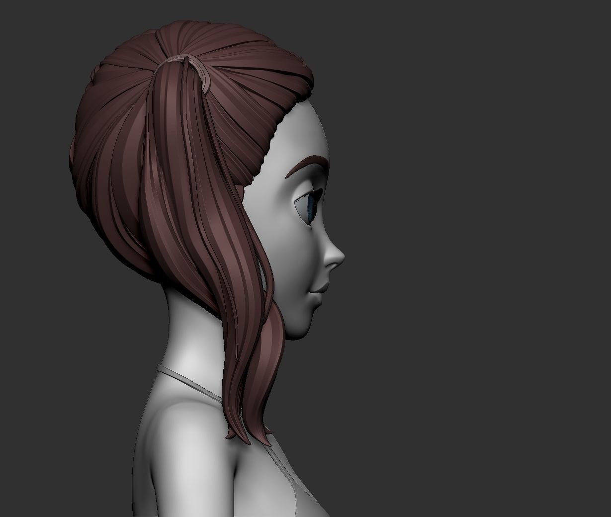 Male and female cartoon with hair stylized basemesh  Low-poly 3D model_11