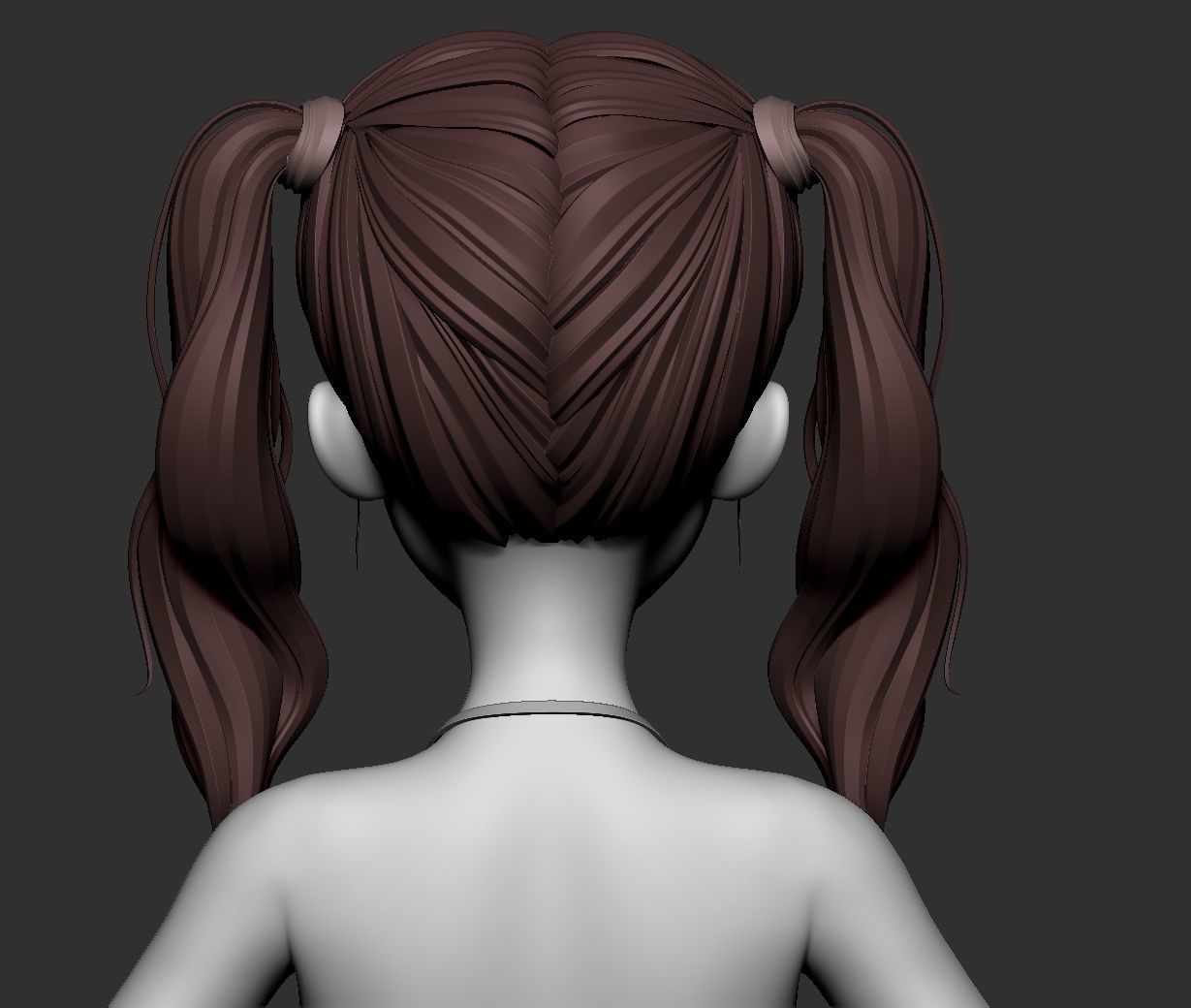 Male and female cartoon with hair stylized basemesh  Low-poly 3D model_9