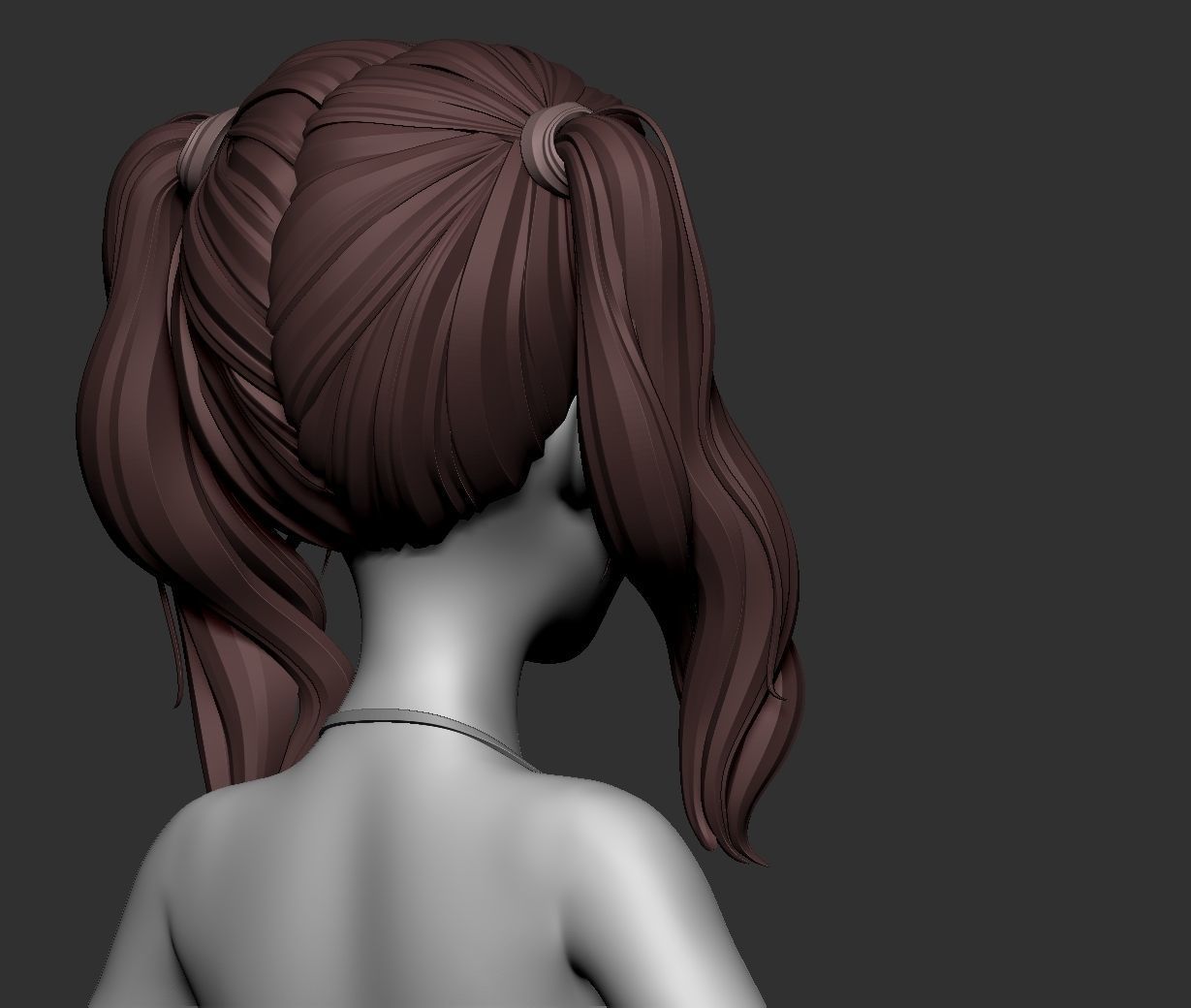 Male and female cartoon with hair stylized basemesh  Low-poly 3D model_8