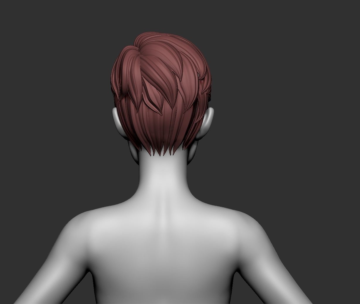 Male and female cartoon with hair stylized basemesh  Low-poly 3D model_5