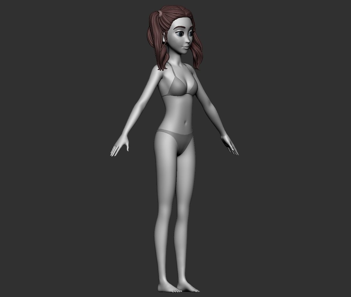Male and female cartoon with hair stylized basemesh  Low-poly 3D model_16