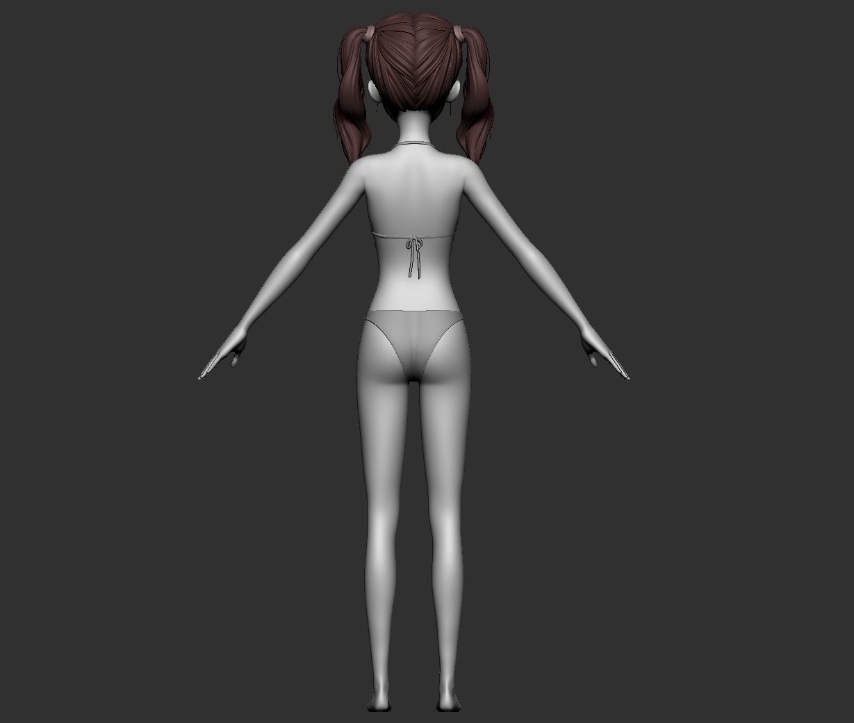 Male and female cartoon with hair stylized basemesh  Low-poly 3D model_19