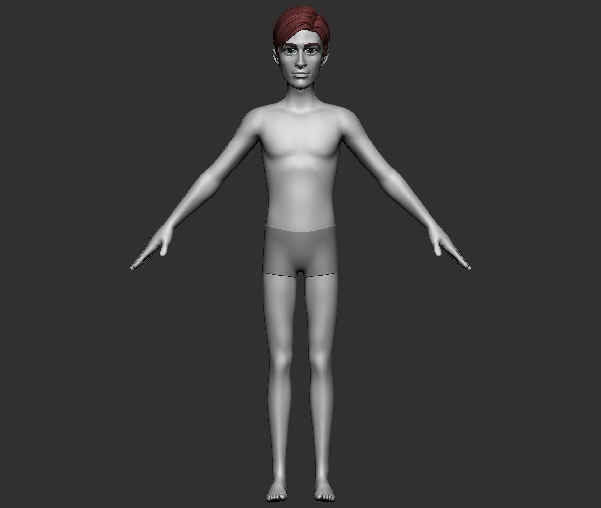 Male and female cartoon with hair stylized basemesh  Low-poly 3D model_13