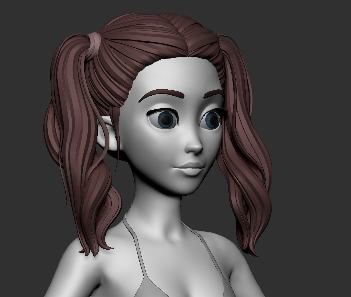 Male and female cartoon with hair stylized basemesh  Low-poly 3D model_6