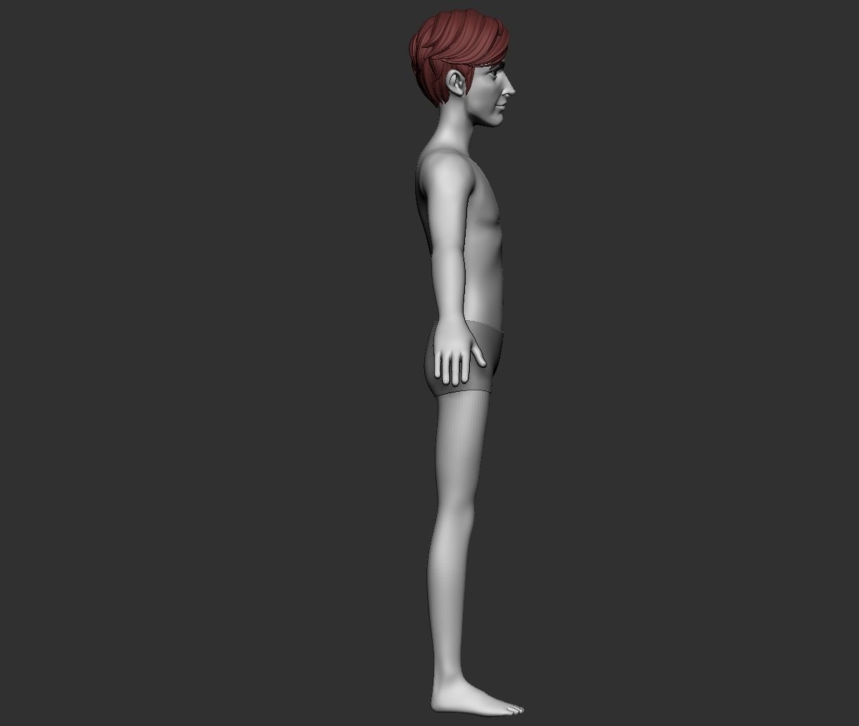 Male and female cartoon with hair stylized basemesh  Low-poly 3D model_12