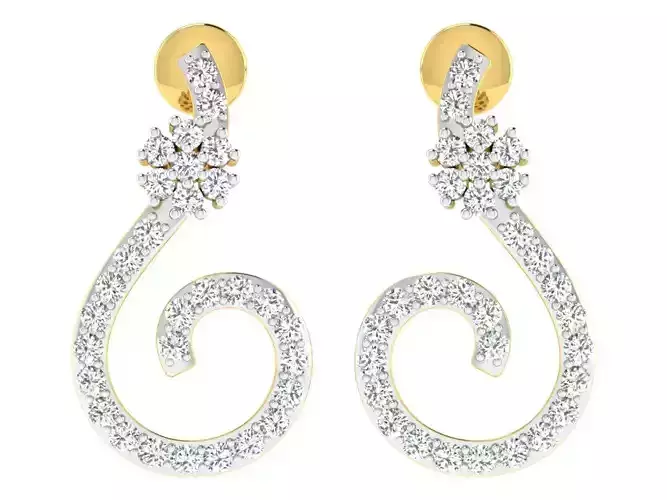 Women Drop Earring 3dm STL FBX OBJ Render Details