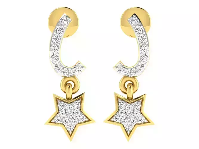 Women Drop Earring 3dm STL FBX OBJ Render Details