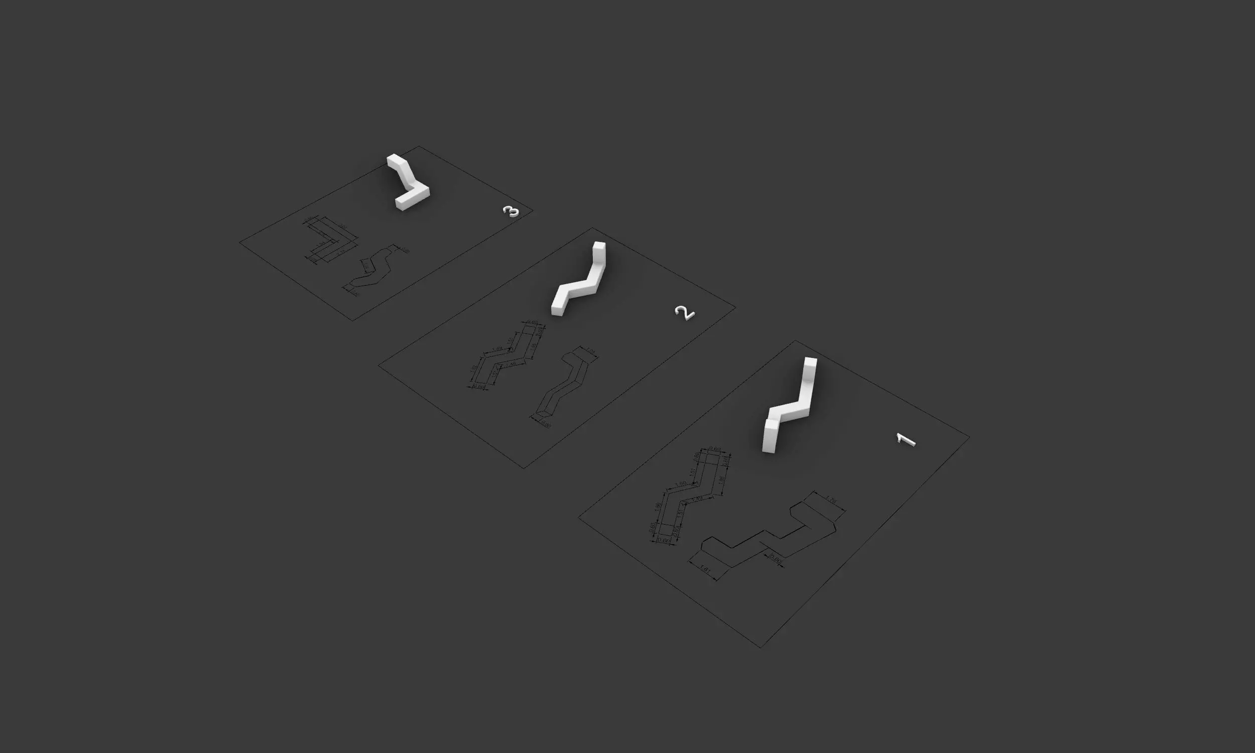 Bench letter l Free 3D model