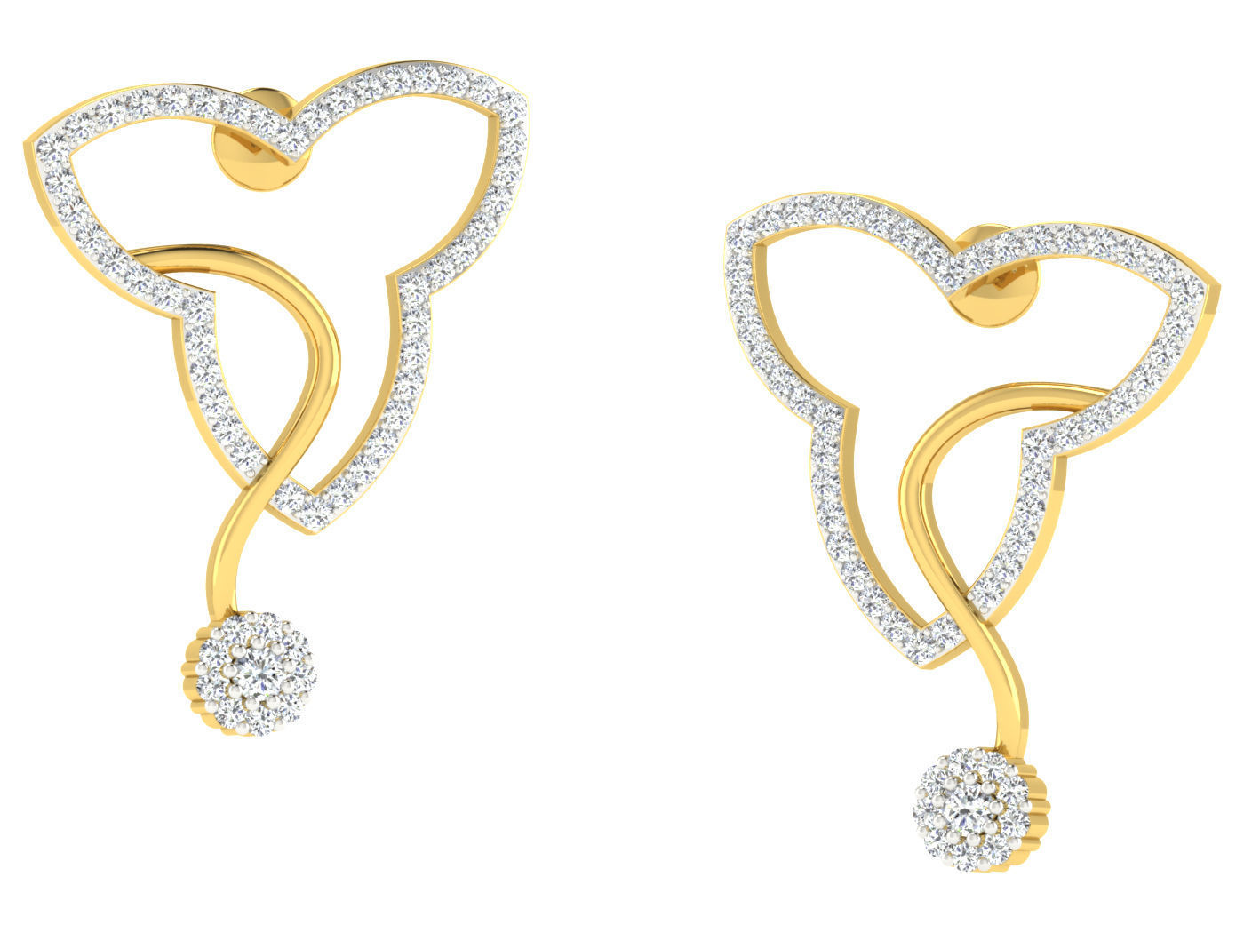 Women Earring 3dm STL FBX OBJ Render Details 3D print model_1