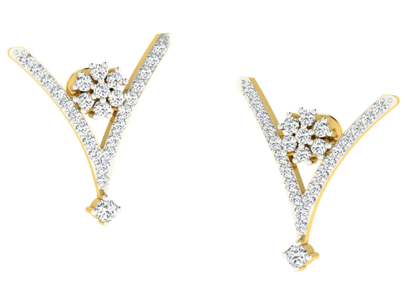 Women Earring 3dm STL FBX OBJ Render Details 3D print model_1