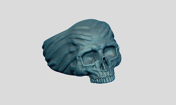 skull ornament ring a26 3d print model 3D print model