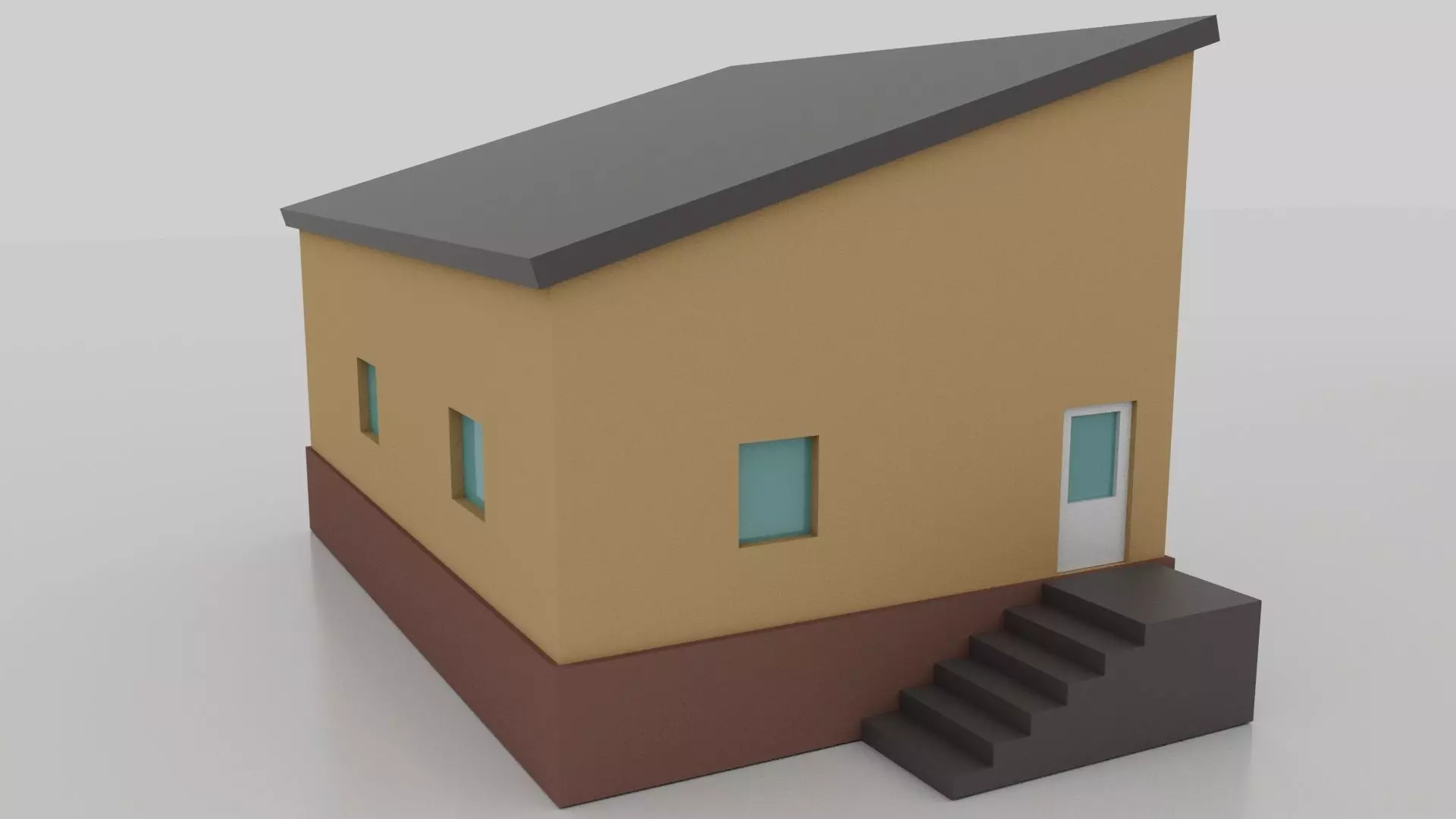 Low Poly house with stairs Free low-poly 3D model