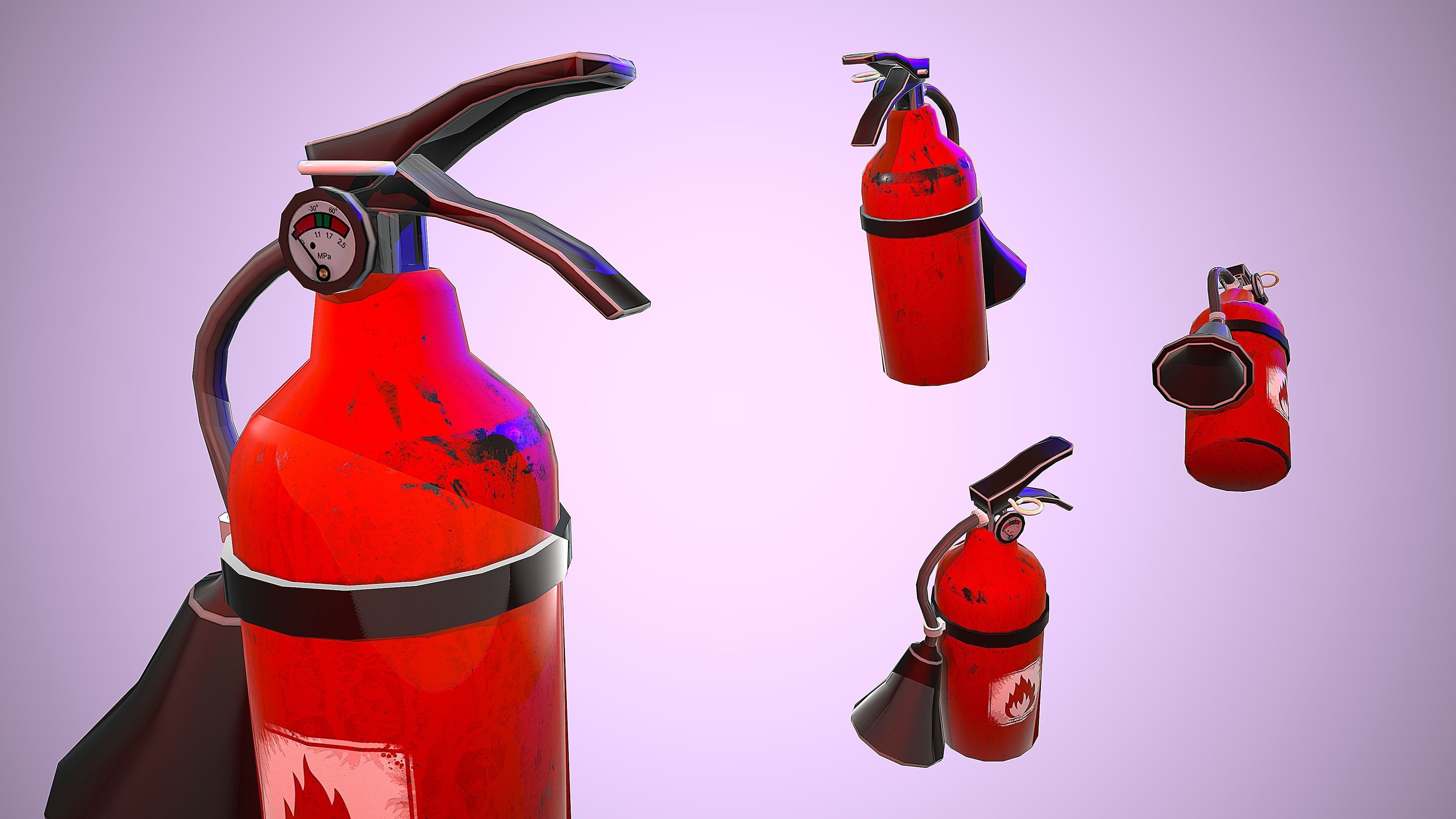 EXTINGUISHER CARTOON STYLIZED SEMI REALISTIC Low-poly 3D model_4
