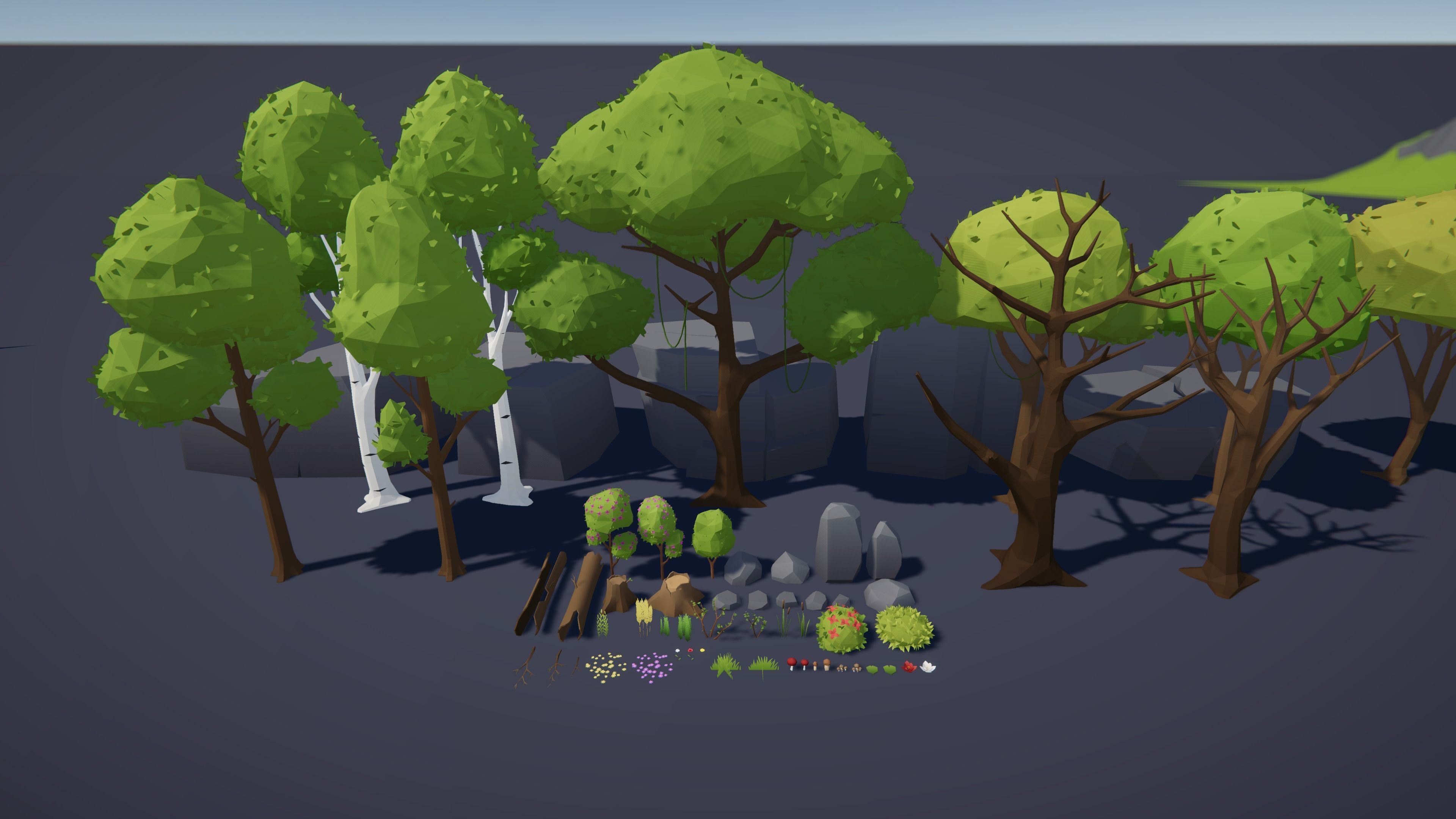 Low Poly Fantasy Valley with Medieval Village Low-poly 3D model_11