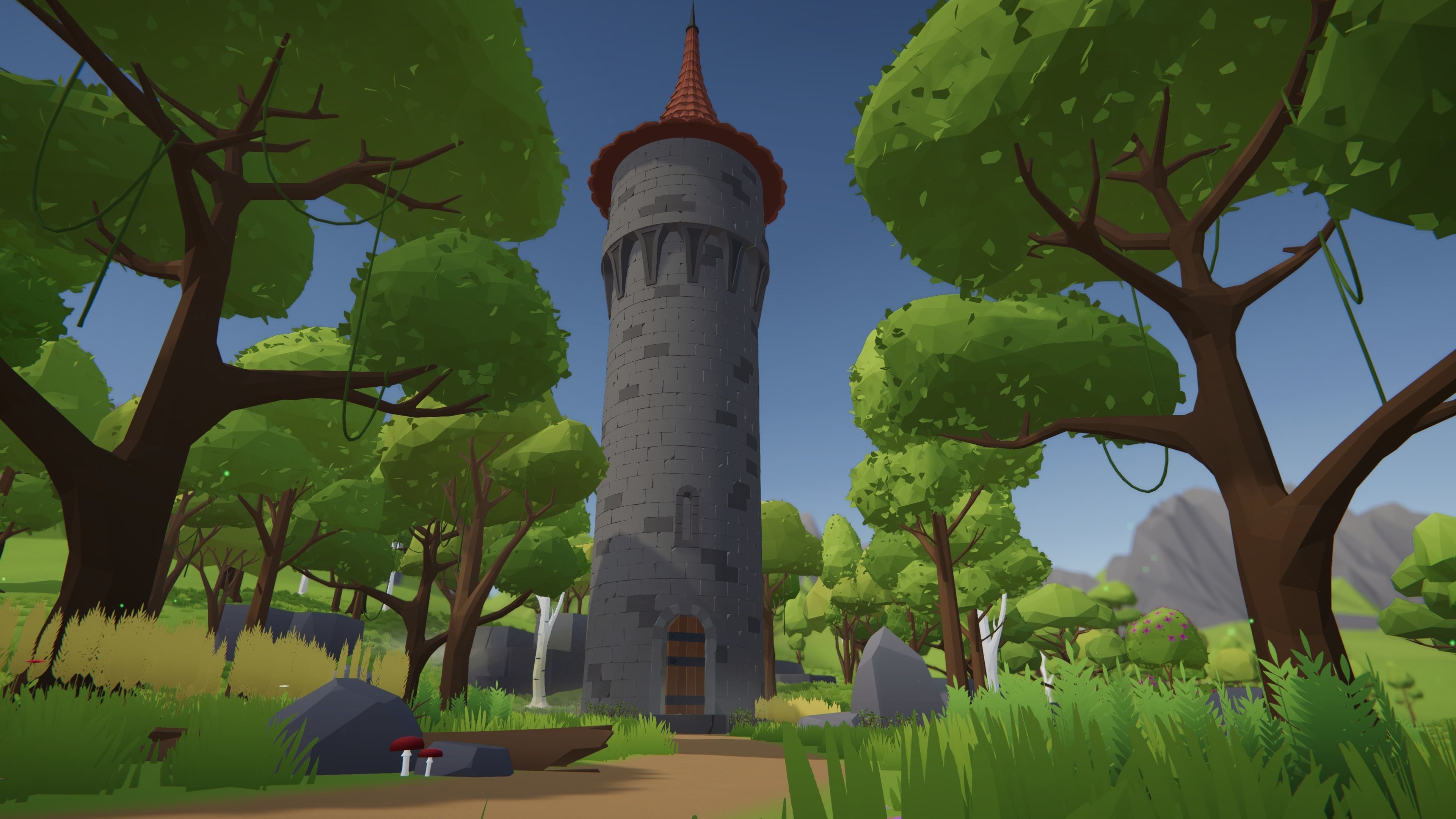 Low Poly Fantasy Valley with Medieval Village Low-poly 3D model_3