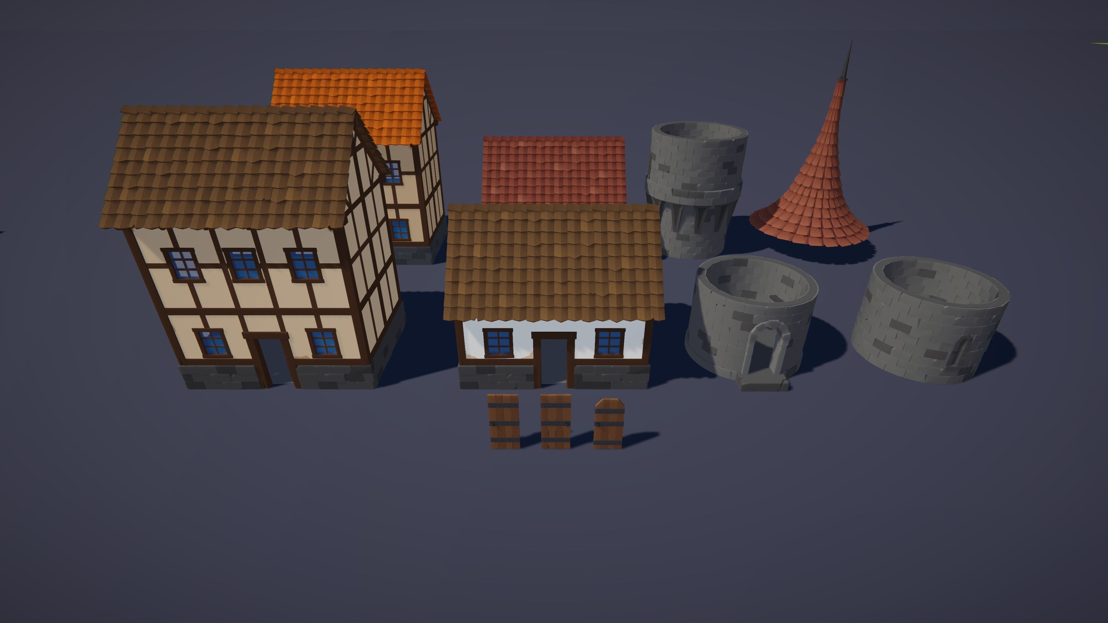 Low Poly Fantasy Valley with Medieval Village Low-poly 3D model_13