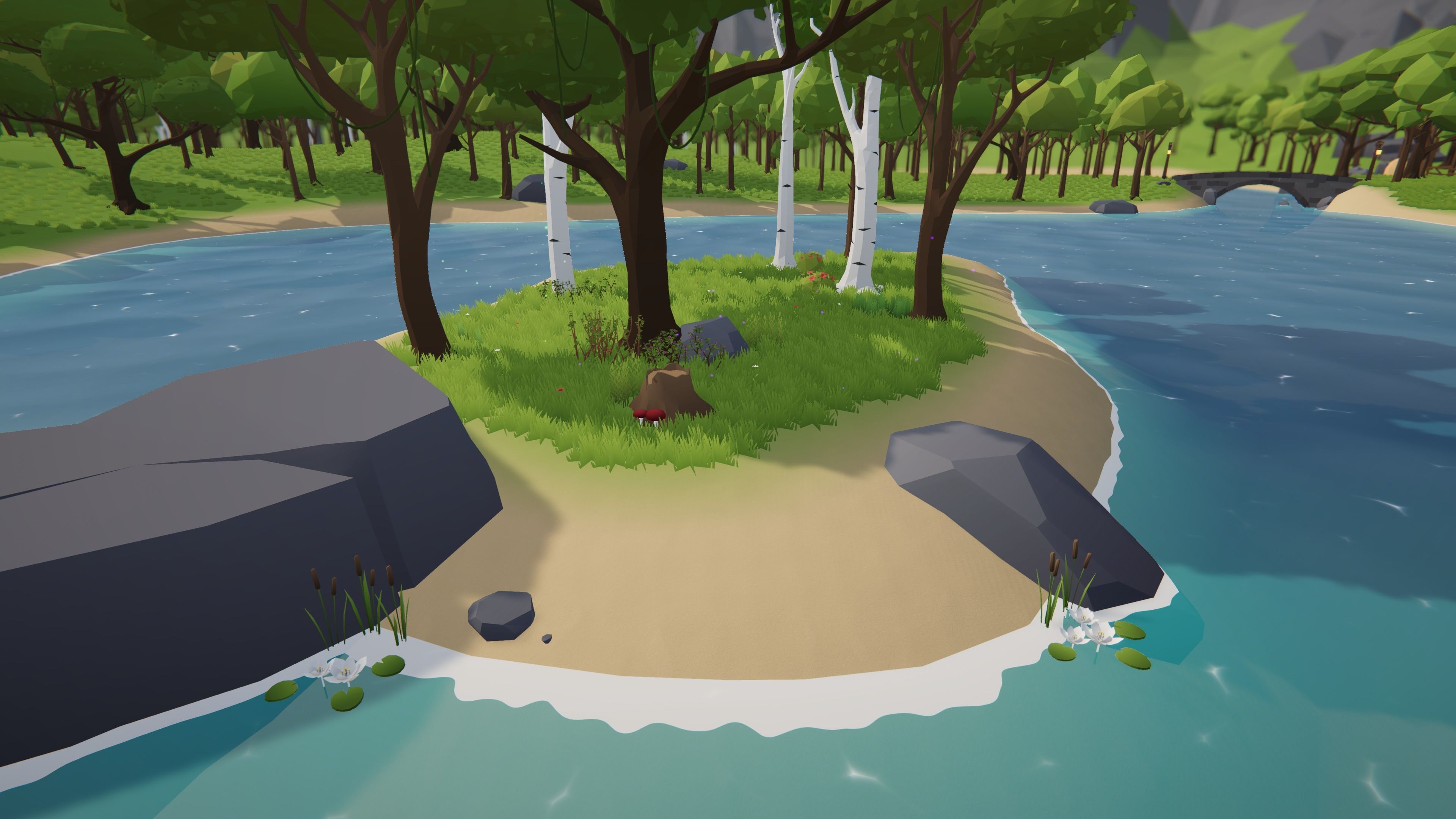 Low Poly Fantasy Valley with Medieval Village Low-poly 3D model_5