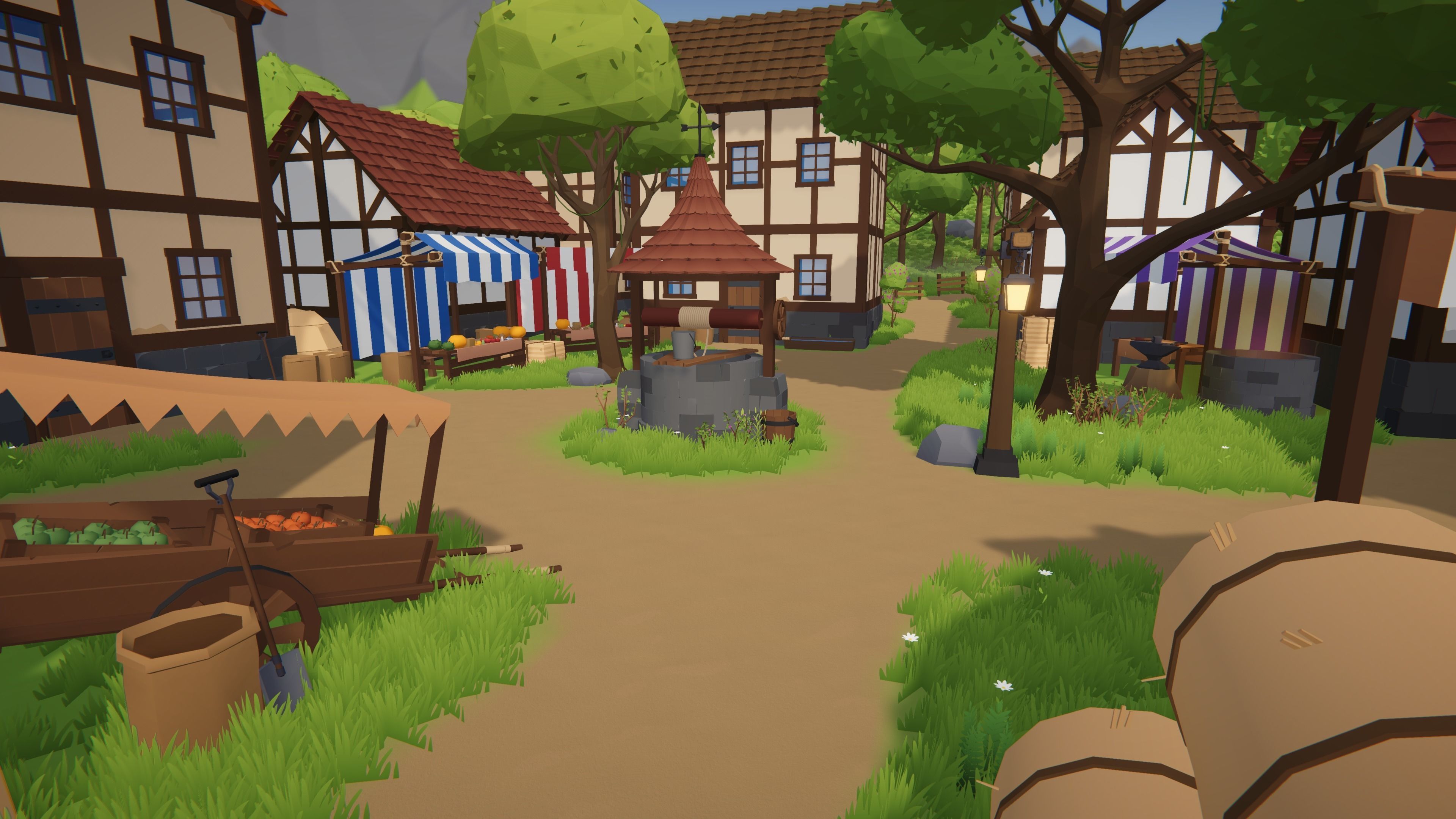 Low Poly Fantasy Valley with Medieval Village Low-poly 3D model_1