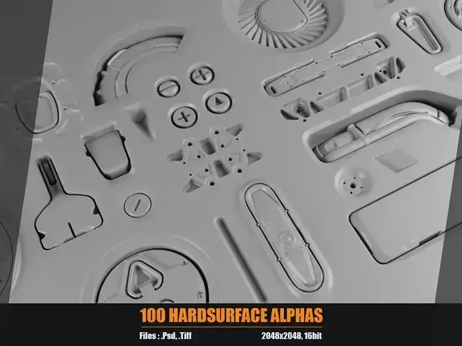 100 Hardsurface Alphas Sci-Fi Texture