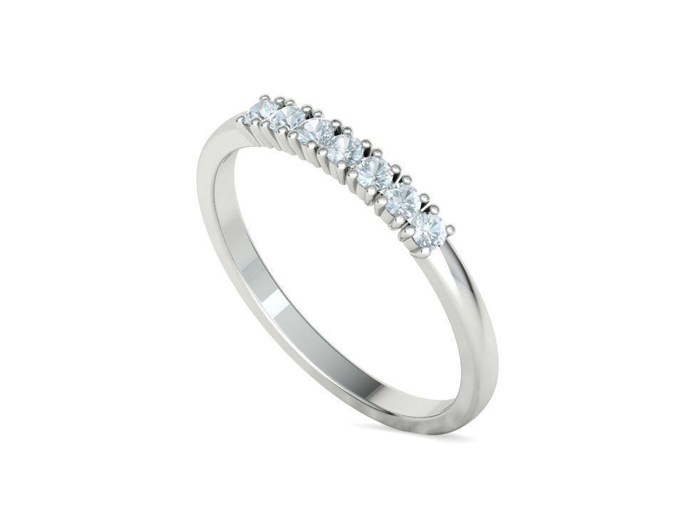 DIAMOND ANNIVERSARY BAND RING 7 stone  2mm gems 3D print model_12