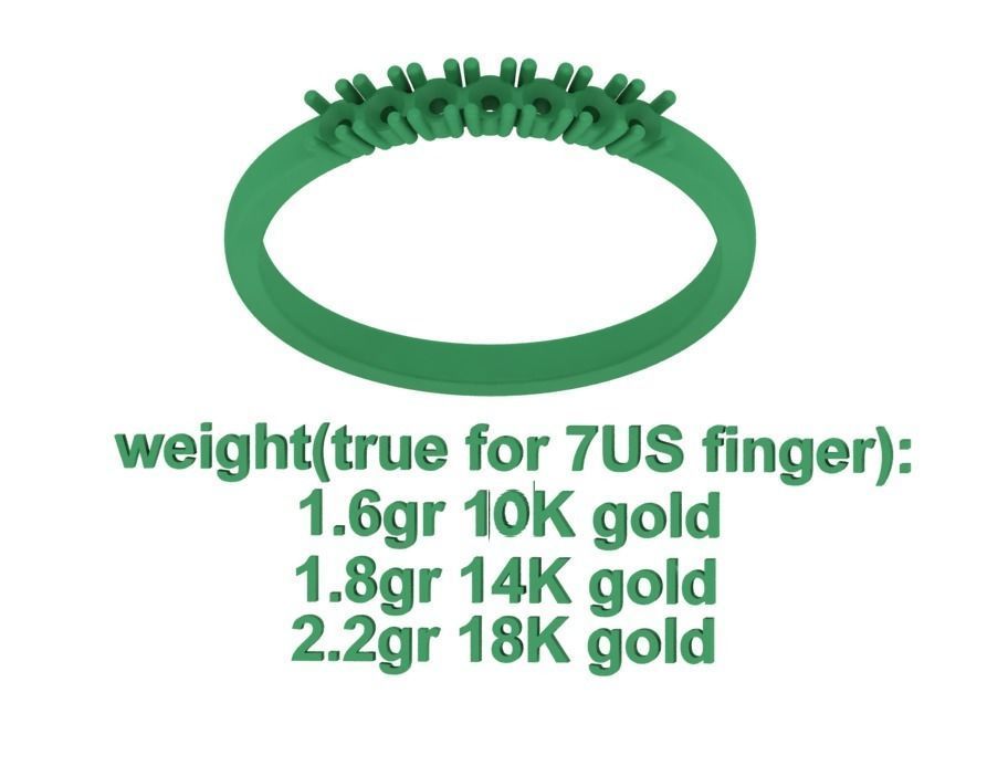 DIAMOND ANNIVERSARY BAND RING 7 stone  2mm gems 3D print model_16