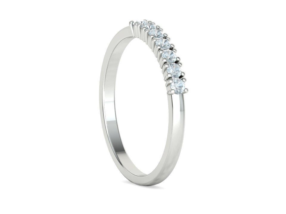 DIAMOND ANNIVERSARY BAND RING 7 stone  2mm gems 3D print model_29