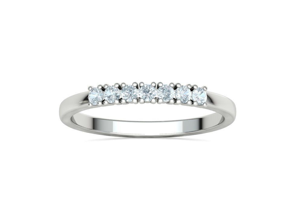DIAMOND ANNIVERSARY BAND RING 7 stone  2mm gems 3D print model_9