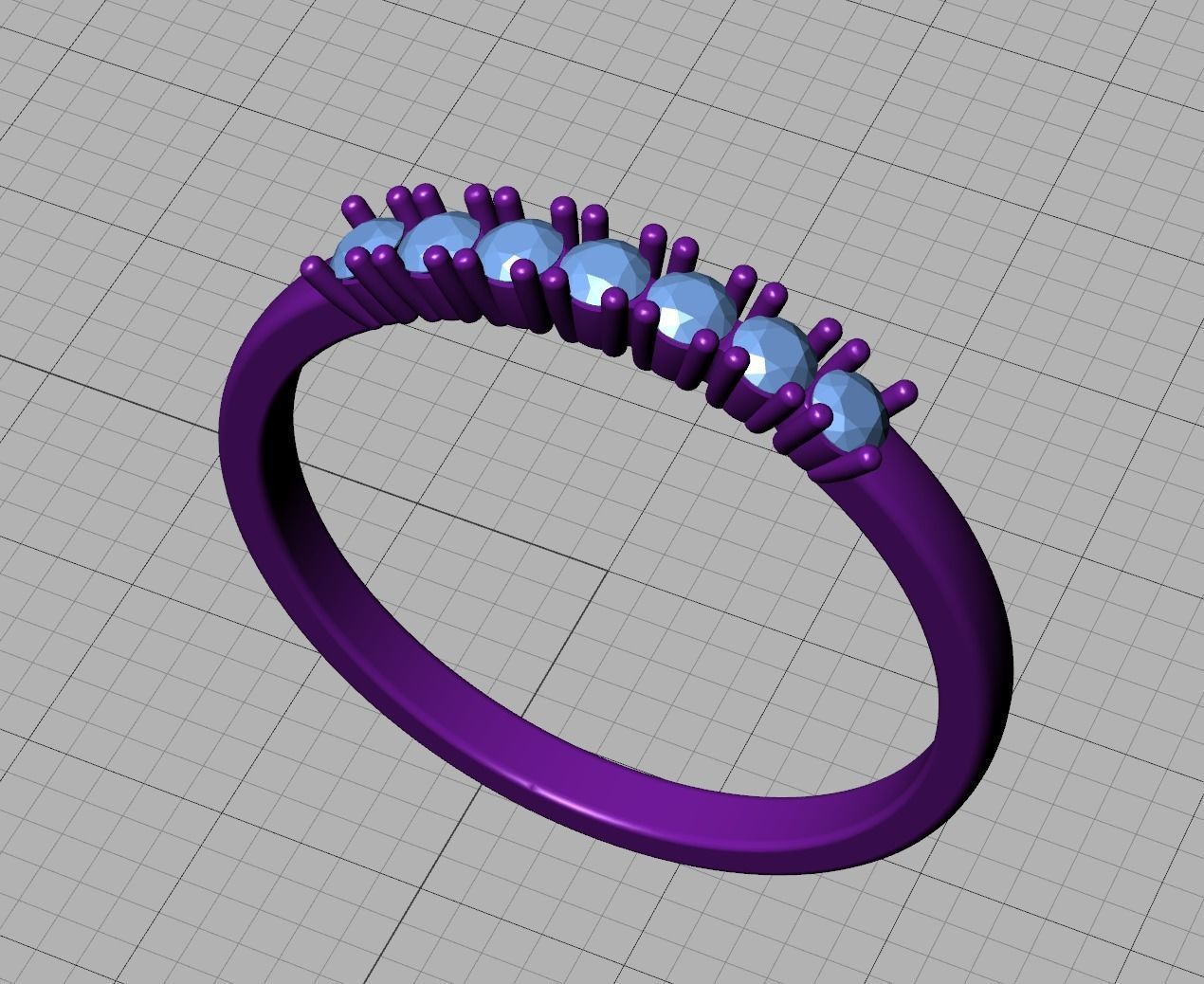 DIAMOND ANNIVERSARY BAND RING 7 stone  2mm gems 3D print model_21