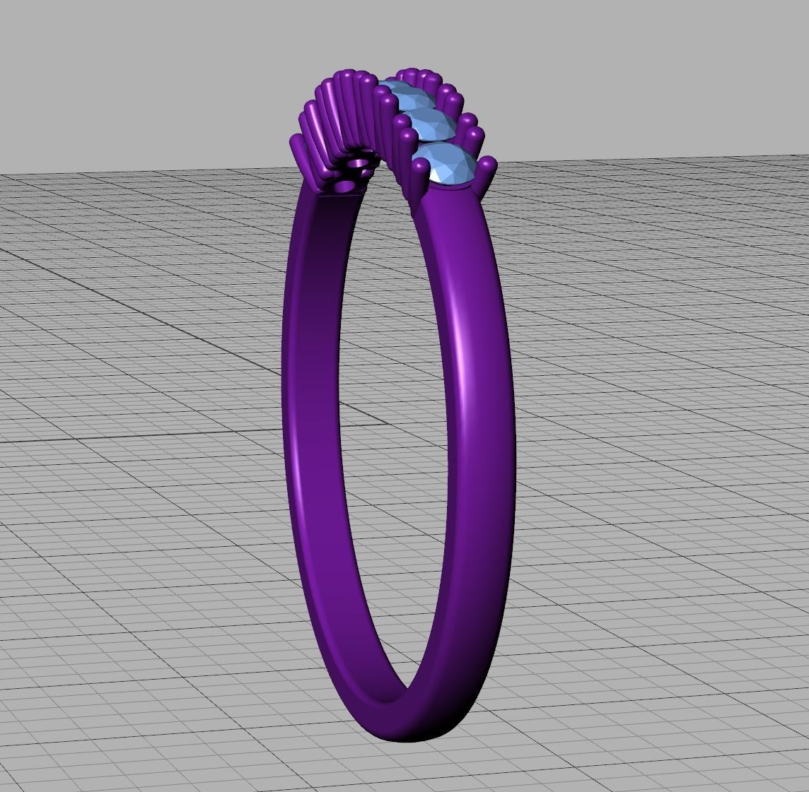DIAMOND ANNIVERSARY BAND RING 7 stone  2mm gems 3D print model_23