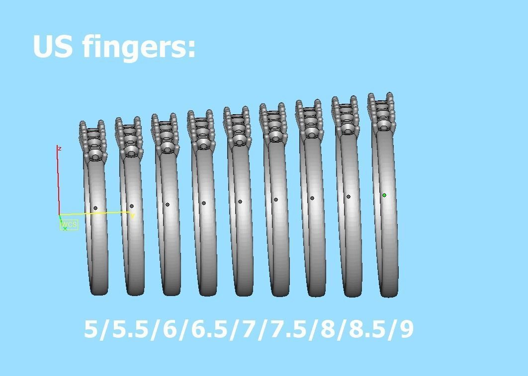 DIAMOND ANNIVERSARY BAND RING 7 stone  2mm gems 3D print model_17