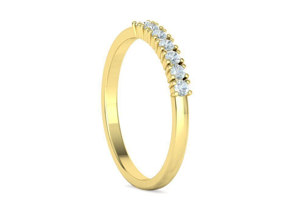 DIAMOND ANNIVERSARY BAND RING 7 stone  2mm gems 3D print model_28