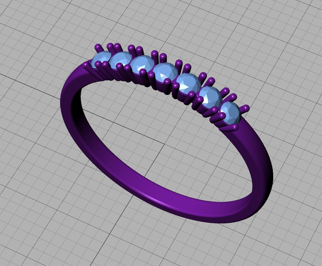 DIAMOND ANNIVERSARY BAND RING 7 stone  2mm gems 3D print model_14