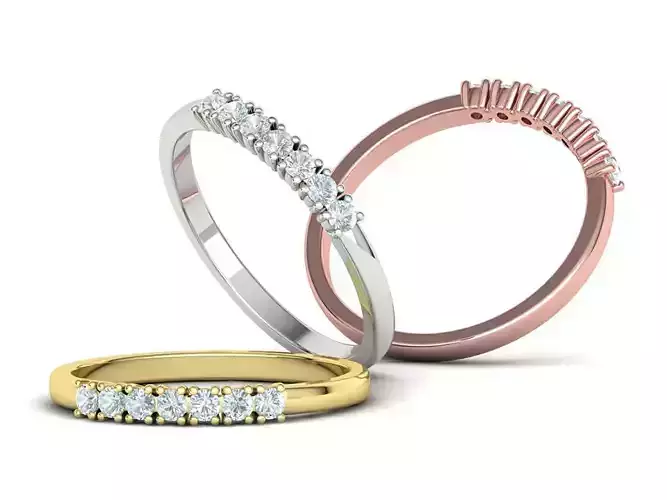 DIAMOND ANNIVERSARY BAND RING 7 stone  2mm gems 3D print model