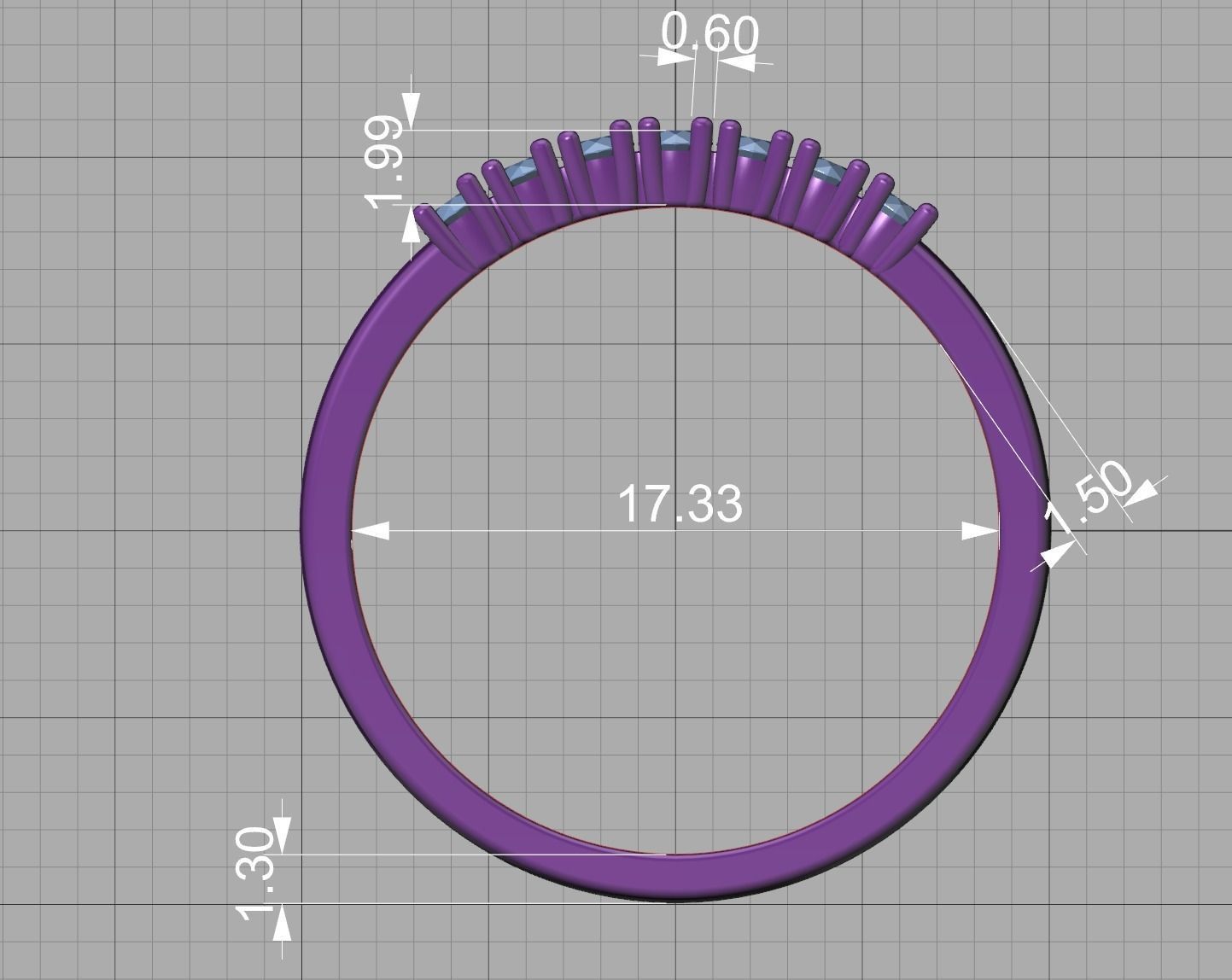 DIAMOND ANNIVERSARY BAND RING 7 stone  2mm gems 3D print model_19