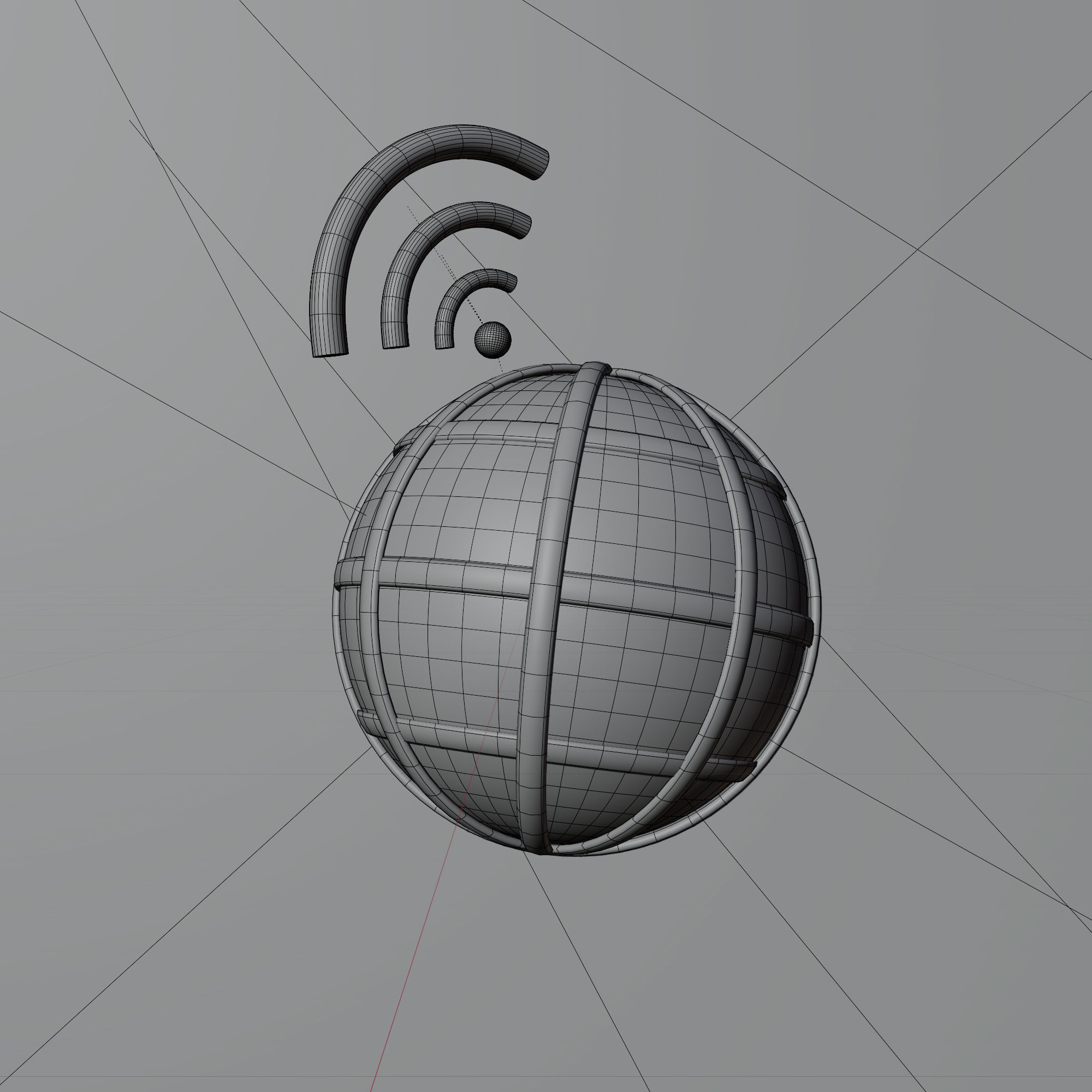 3D Illustration of internet icon emitting signal 3D model_3