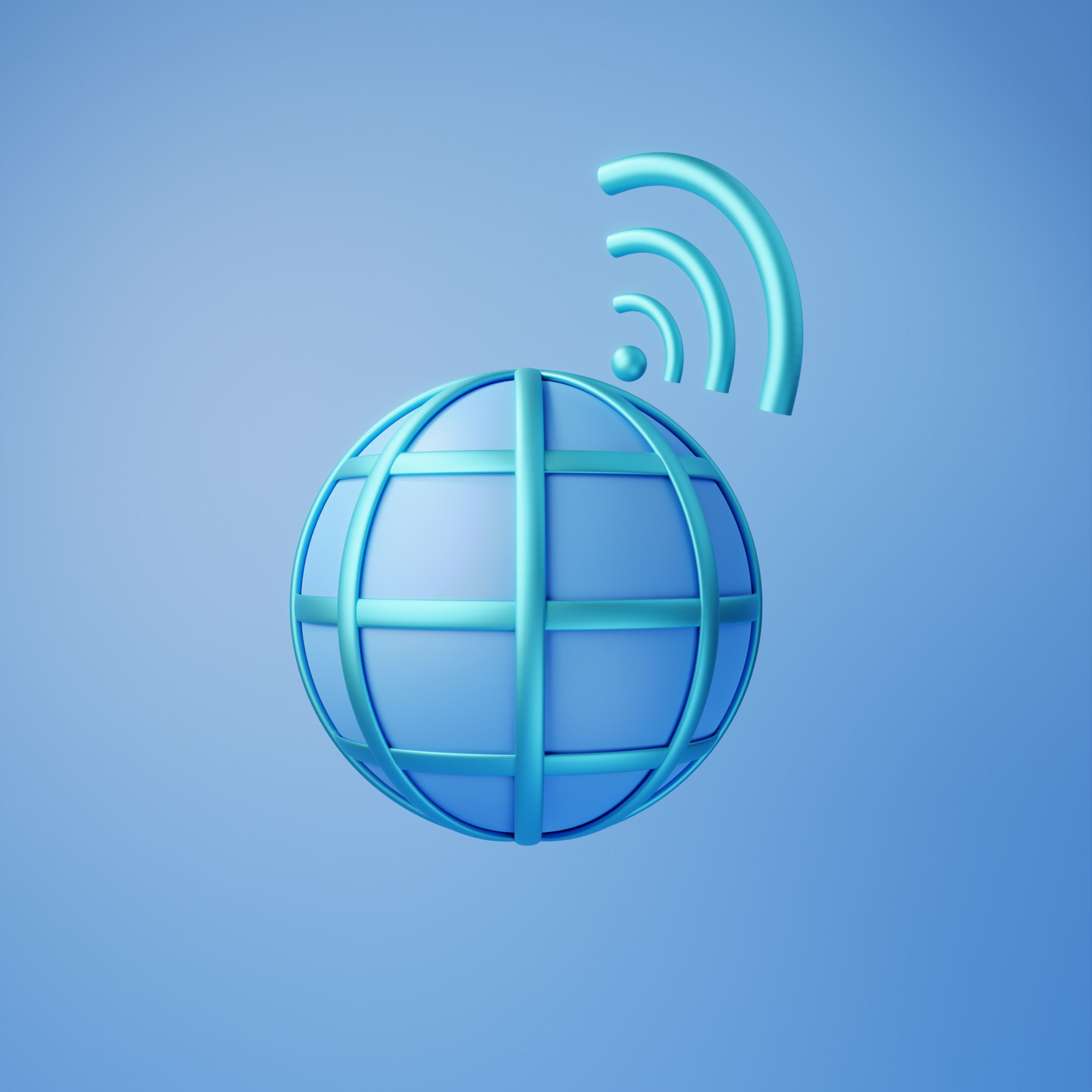 3D Illustration of internet icon emitting signal 3D model_1