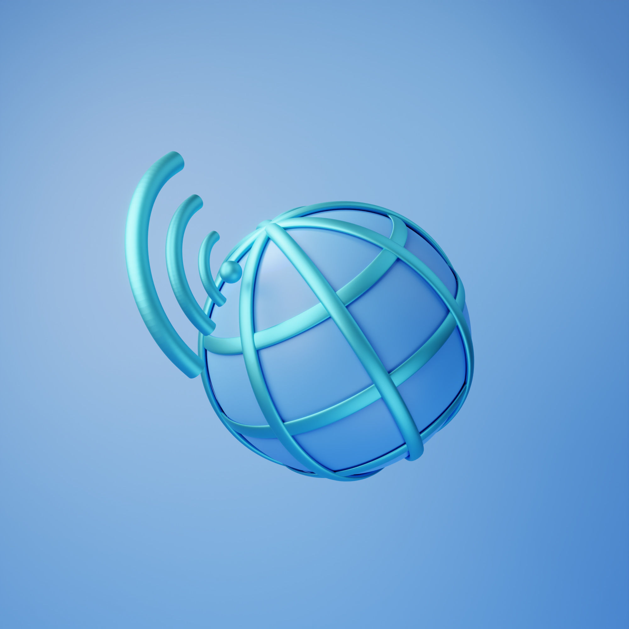 3D Illustration of internet icon emitting signal 3D model_2