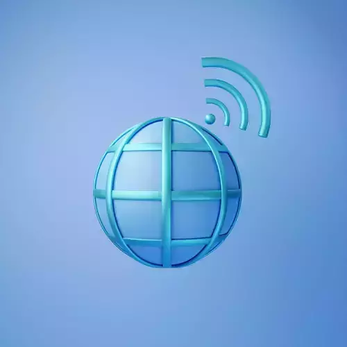 3D Illustration of internet icon emitting signal