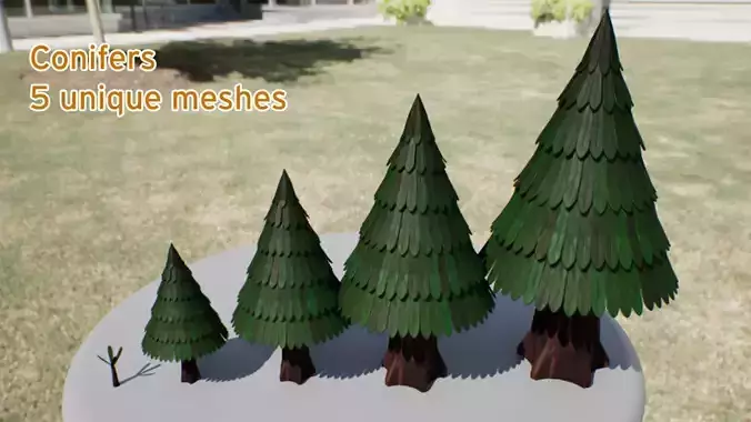 Stylized Conifer collection in the style of Animal Crossing Low-poly 3D model