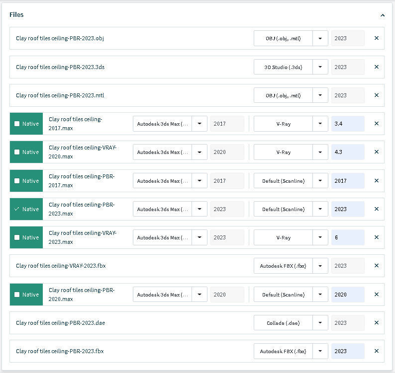Clay roof tiles ceiling 3D model_14