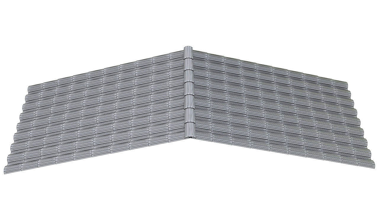 Clay roof tiles ceiling 3D model_11