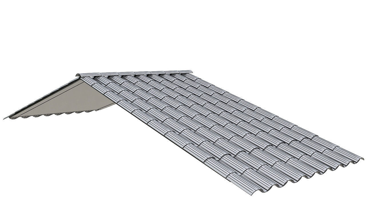 Clay roof tiles ceiling 3D model_13