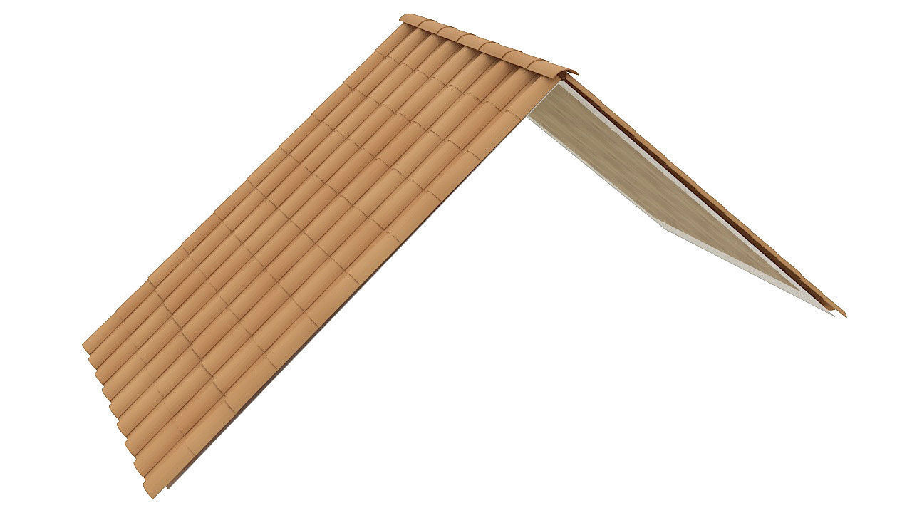 Clay roof tiles ceiling 3D model_5