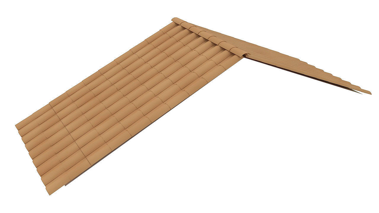 Clay roof tiles ceiling 3D model_3