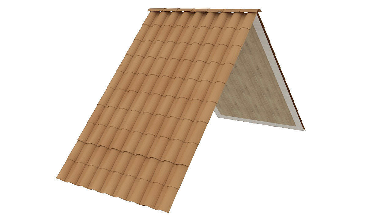 Clay roof tiles ceiling 3D model_6